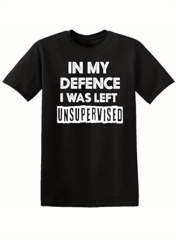 Humorous Unsupervised Defense Statement Men S Cotton T Shirt Casual Short Sleeve Round Neck All Season Wear Hoodie,...