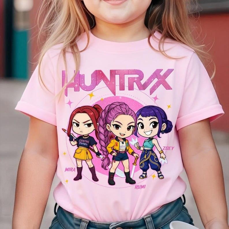 Huntrix Demon Hunters T-Shirt, Huntrix Girls T Shirt, Mira Rumi Joey Shirt, Demon Hunter Merch, Gift For Kpop Fan, Kpop...