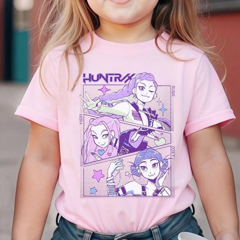 Huntrix Girls Shirt, Huntrix Demon Hunters Youth Shirt, Mira Rumi Joey Shirt, Demon Hunter Merch, Gift For Kpop Fan, Kpop...