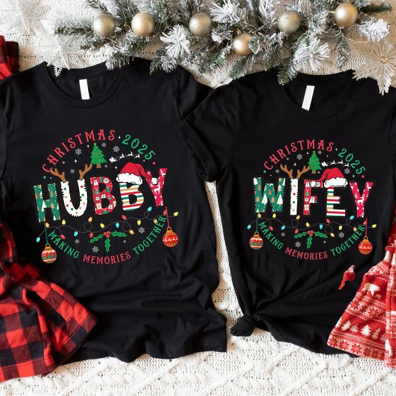 Husband Wife Christmas 2025 Shirt, Christmas Matching T-shirt, Christmas Couple Tee, Christmas Gift for Newlyweds Hoodie,...