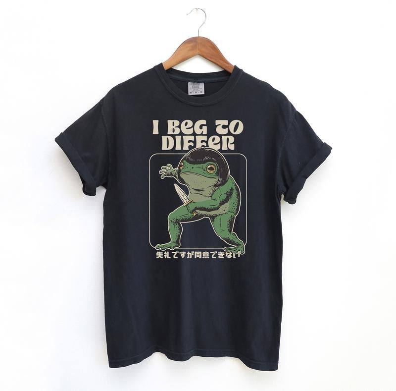 I Beg To Differ Frog Vintage T-Shirt, Retro Frogs Comfort Colors Graphic Tee, 90s Meme TShirt Hoodie, Sweatshirt