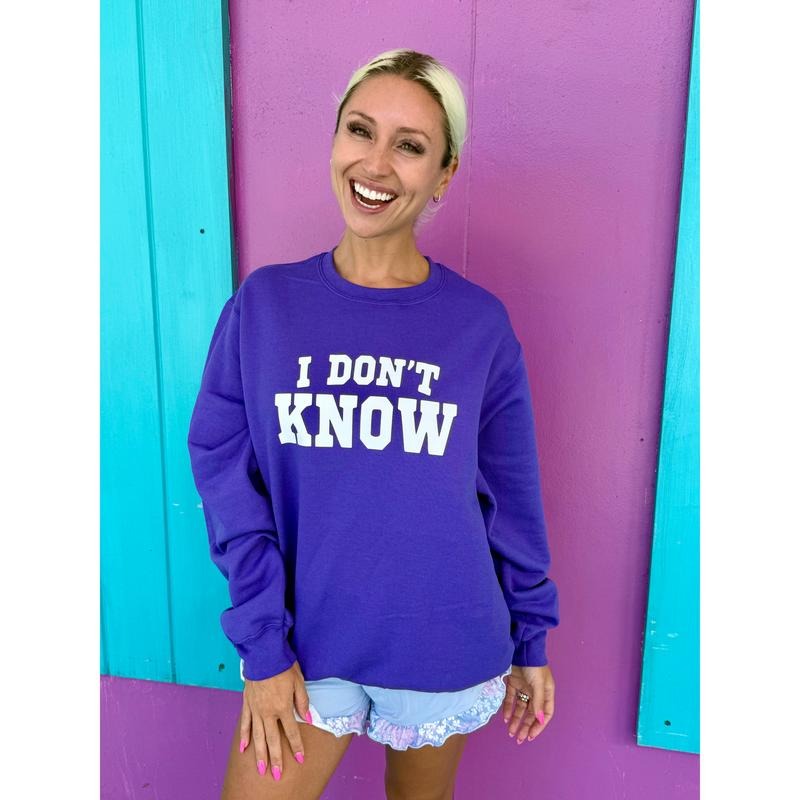 I Don't Know Purple Sweatshirt T-Shirts, Hoodie | PodTeesHub.com