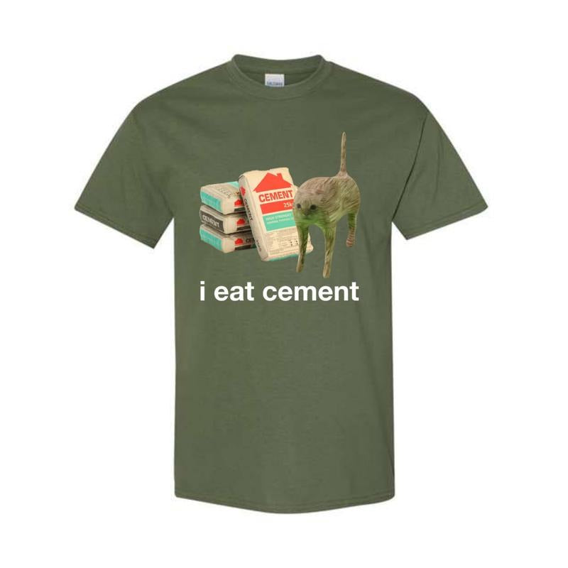 I Eat Cement Cursed Cat Funny Oddly Specific Meme T-Shirt Hoodie, Sweatshirt | PodTeesHub.com