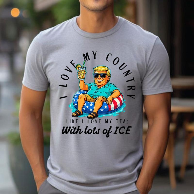 I Like My Tea With ICE Shirts, Patriotic Shirt, Trump Supporters Shirts Unisex Tee, Trending Graphic Tee style 02 Hoodie,...