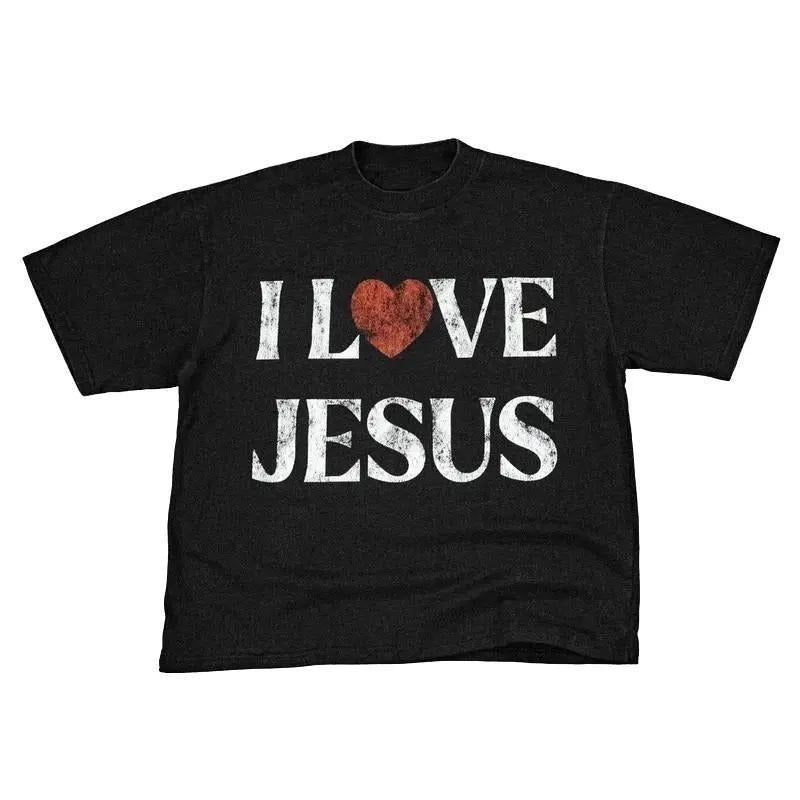 I Love Jesus T-Shirt,  Menswear Top Underwear Tshirt Cotton Polyester Graphic Round Neck Casual, Jesus Shirt, For Men,...