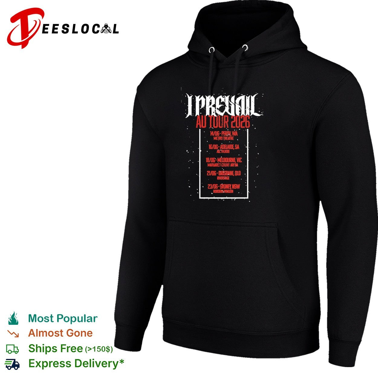I Prevail AU Tour 2026 Perth Adelaide Melbourne Brisbane Sydney tour dates shirt