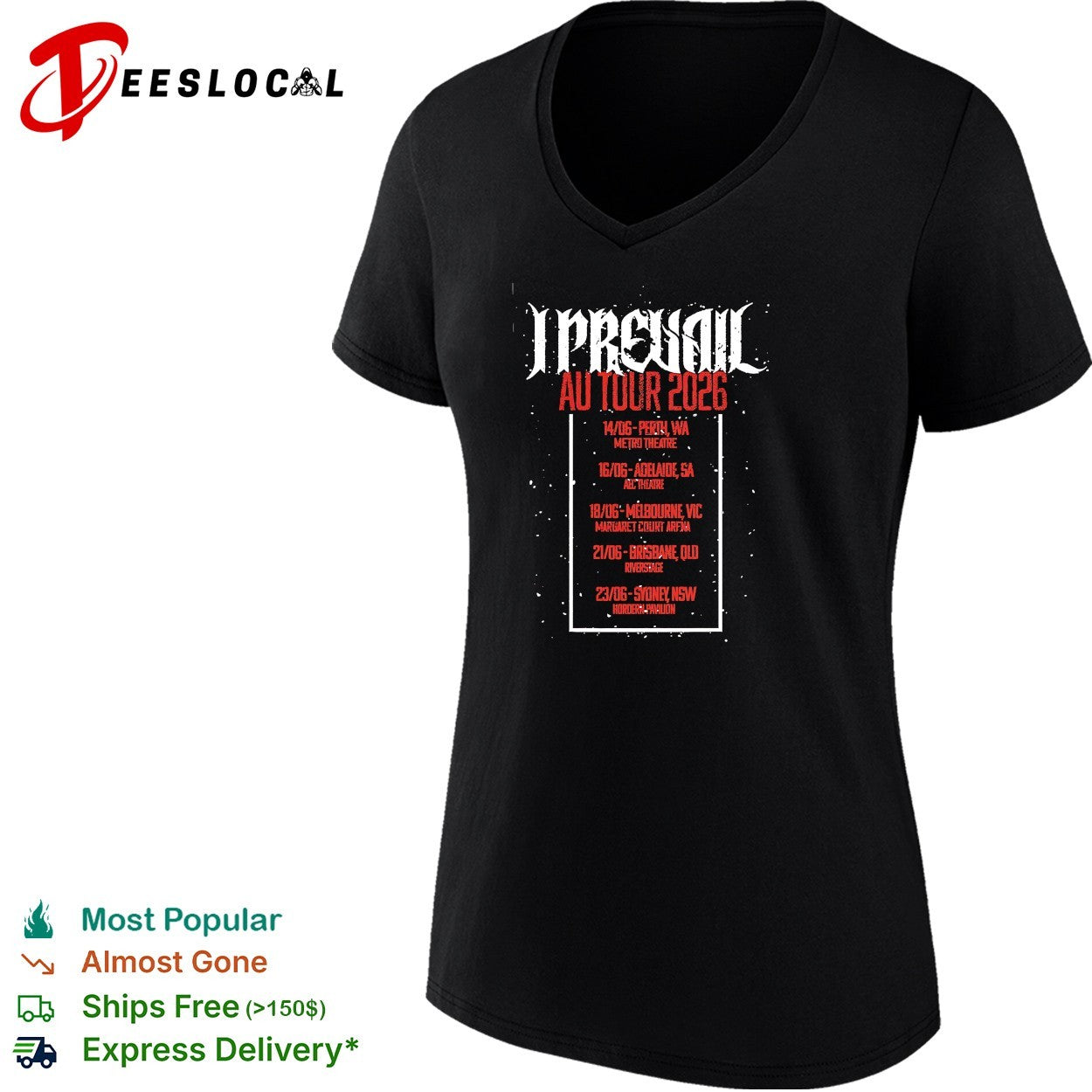 I Prevail AU Tour 2026 Perth Adelaide Melbourne Brisbane Sydney tour dates shirt