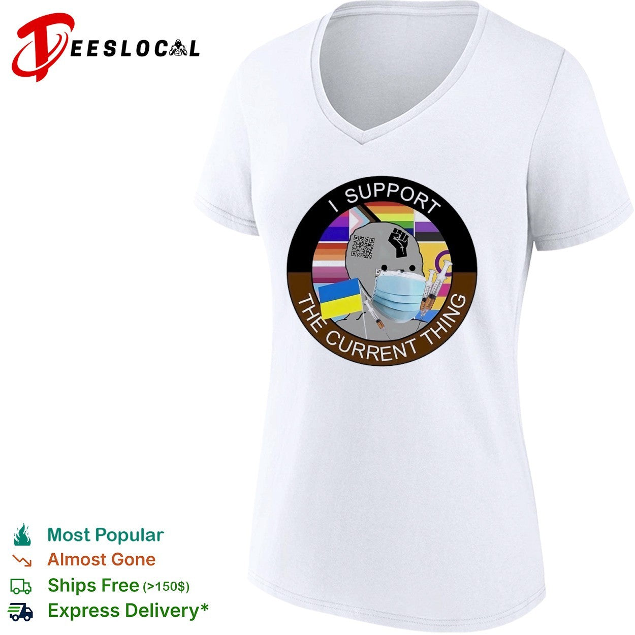 I Support The Current Thing Wojak Political Satire Meme Ukraine Flag shirt