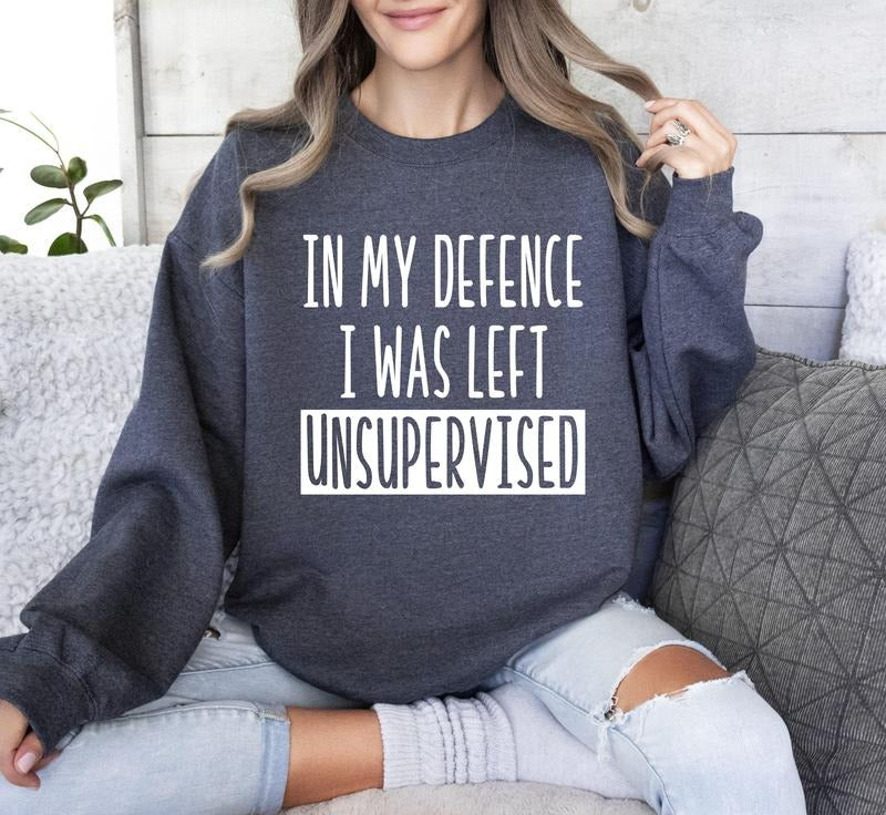 I Was Left Unsupervised Funny Sweatshirt, Sarcastic College Sweatshirt, Women's Crew Neck, Crewneck T-Shirts, Hoodie