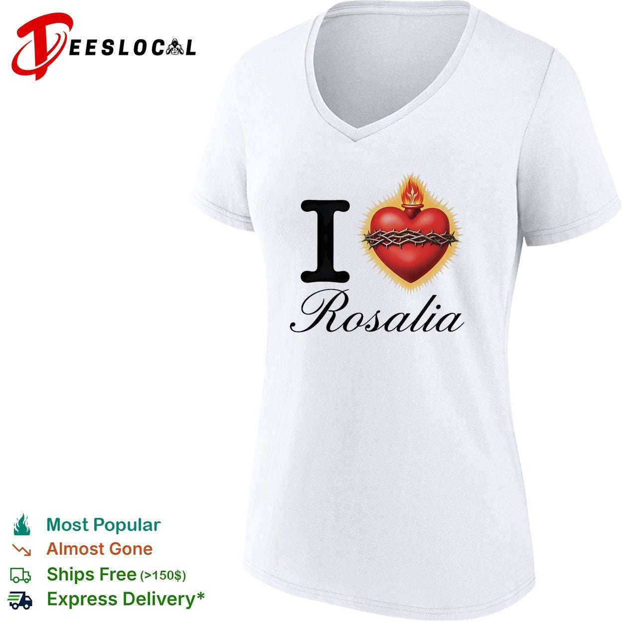 I love Rosalia sacred heart with thorns and fire shirt