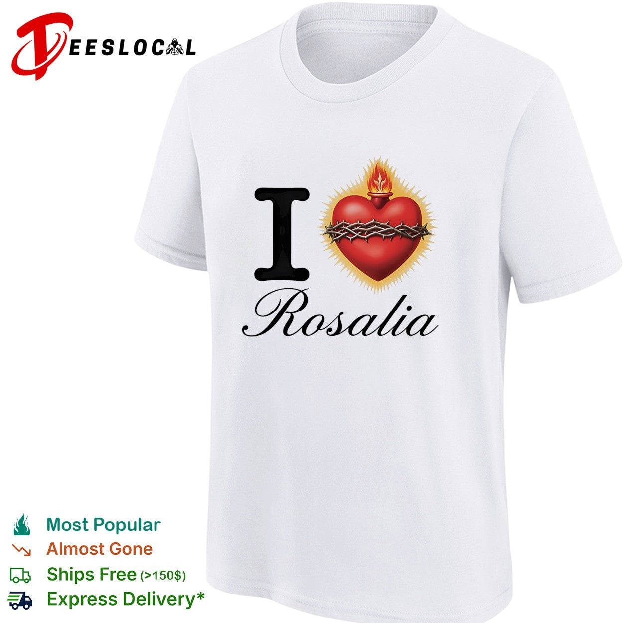 I love Rosalia sacred heart with thorns and fire shirt