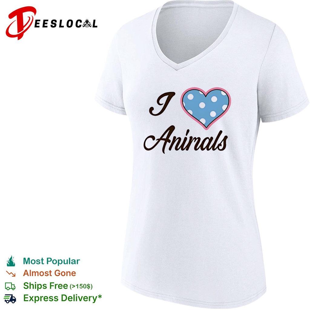 I love animals polka dot heart shirt