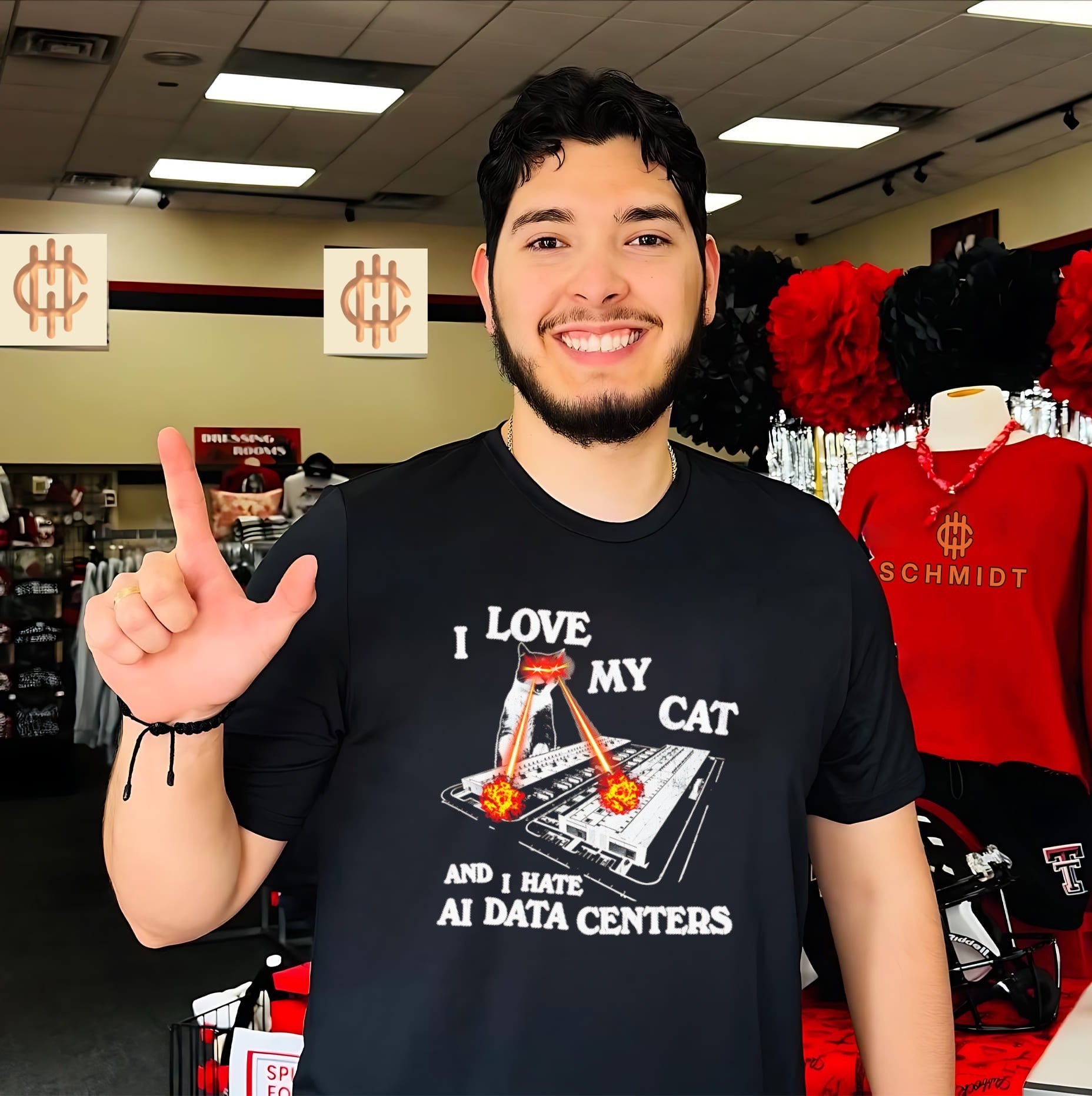 I love my cat and I hate AI data centers shirt
