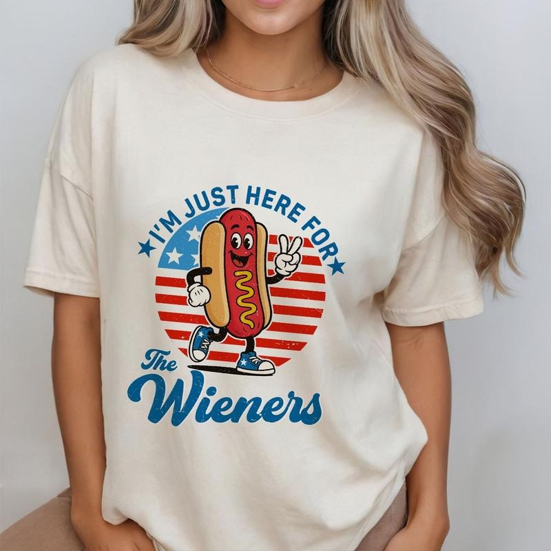 I'm Just Here For The Wieners Shirt, Funny 4th of July Shirt, Independence Day Tee, Retro America Patriotic Weenies,...