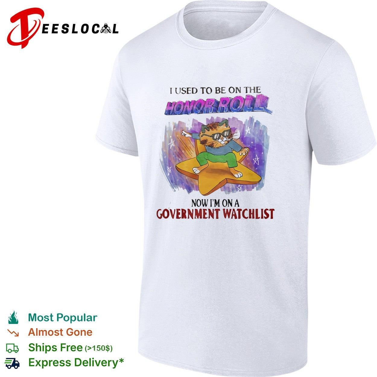 I used to be on the honor roll now im on a government watchlist shirt