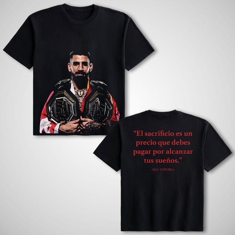 ILIA TOPURIA Shirt, Mens Graphic Tees, 250Gsm Cotton Oversized Mens Tshirt, UFC Design Crewneck Comfort Short Sleeve...
