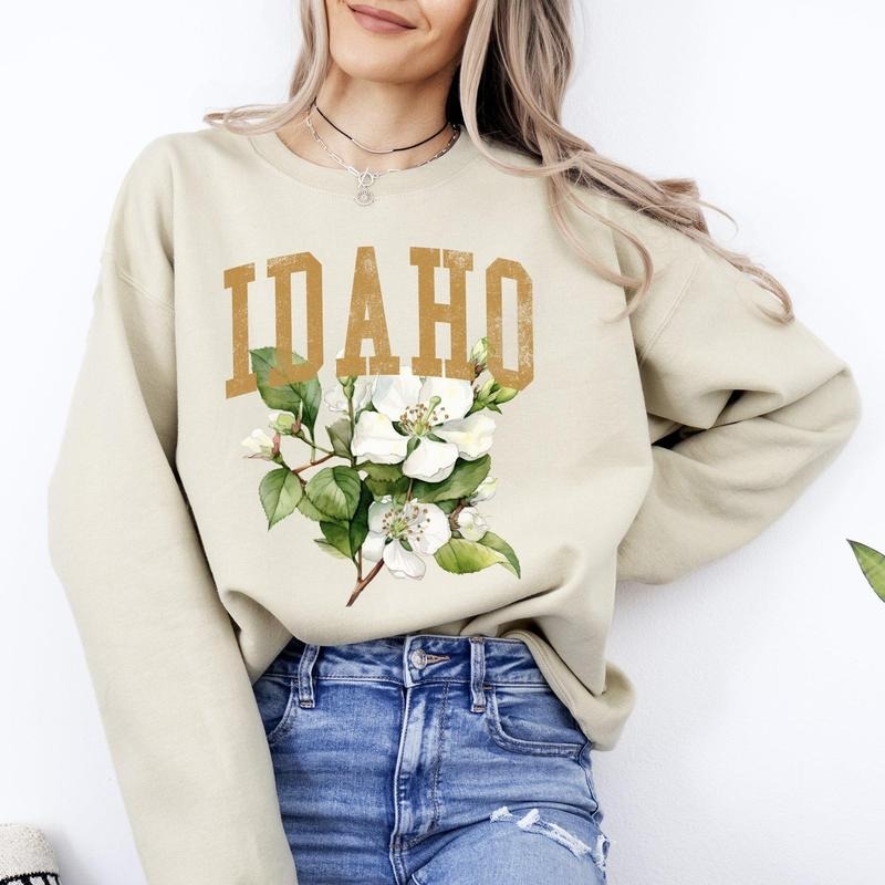 Idaho State Flower Sweatshirt, Crew Neck, Women's, Crewneck T-Shirts, Hoodie | PodTeesHub.com