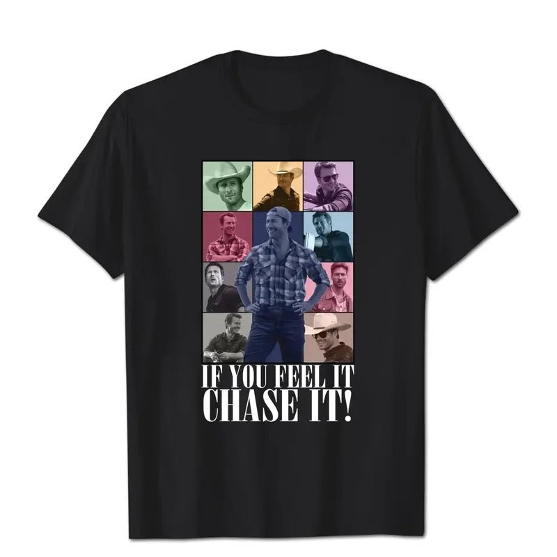 If you feel it chase it Glen Powell as Tyler Owens Twisters 2024 The Eras Tour T-Shirt, Gift For Fan, Gift For Her, Gift...