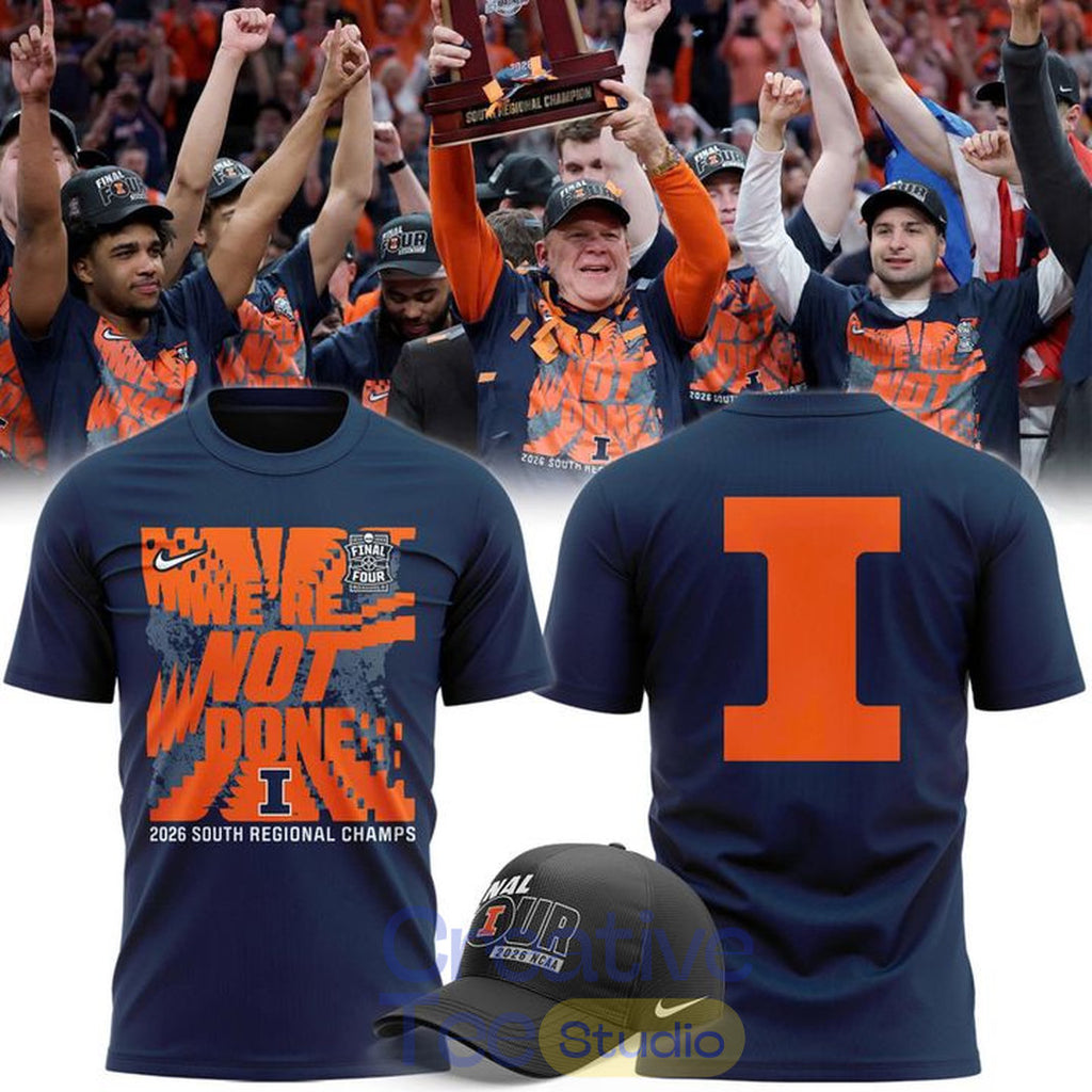 Illinois Fighting Illini Basketball Final Four Regional Champions On-Court T-Shirt