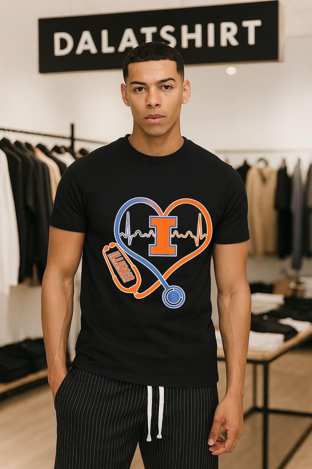 Illinois Fighting Illini Heart Stethoscope Nurse shirt