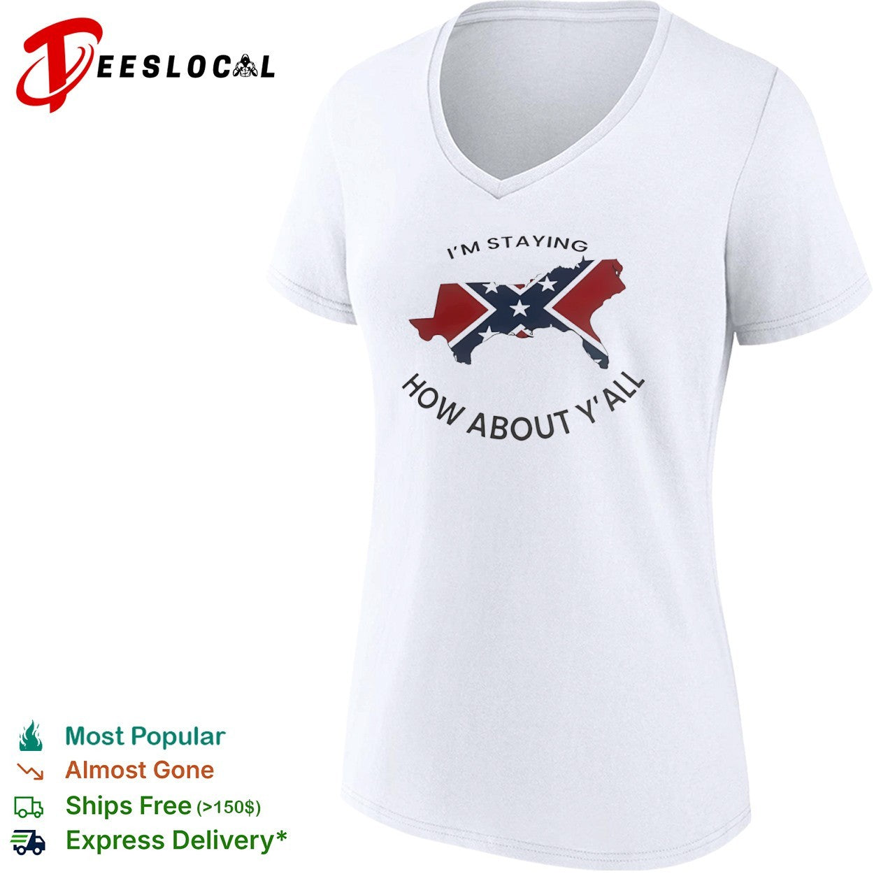 I’m staying how about yall Confederate flag southern states map shirt