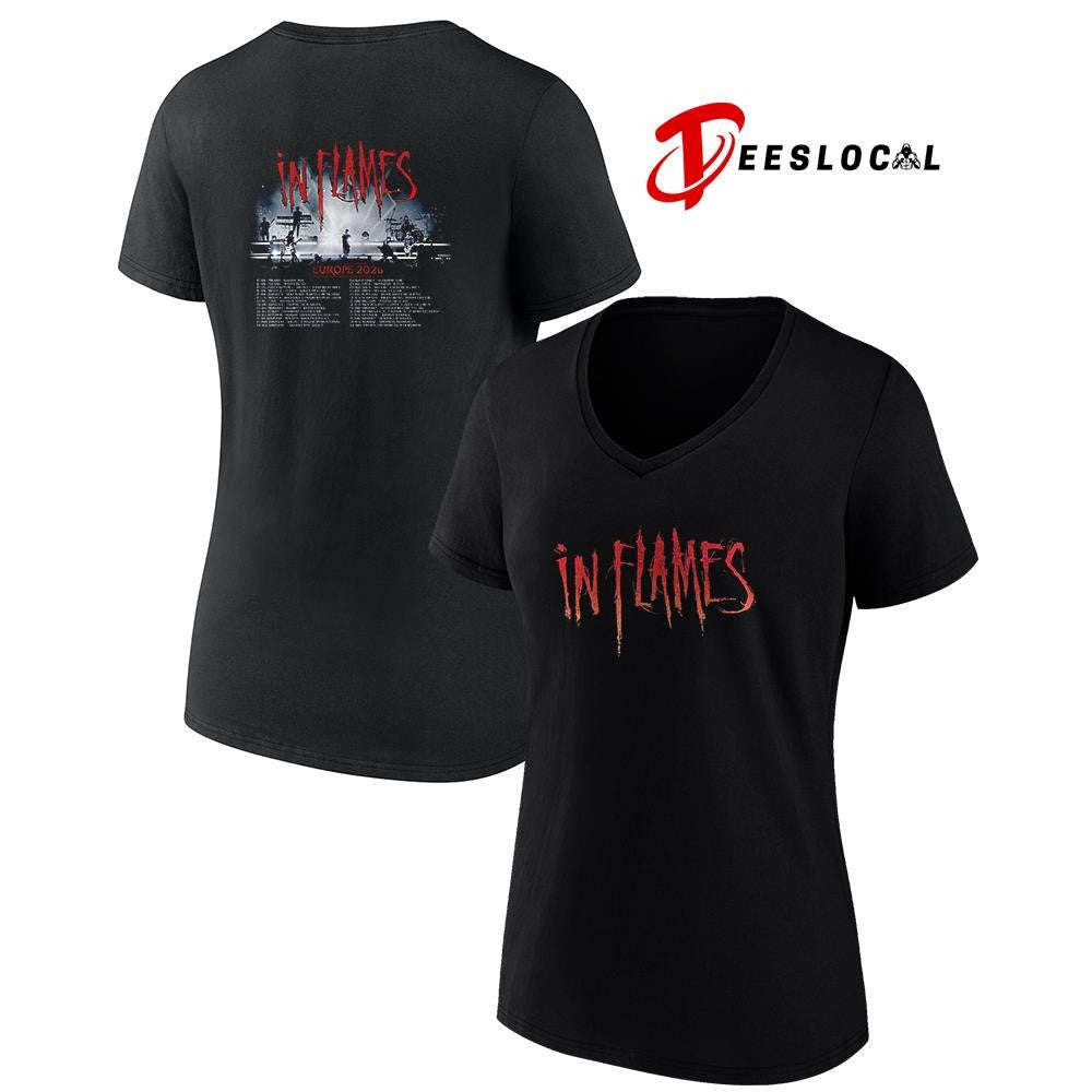 In Flames Europe 2026 tour schedule dates graphic shirt
