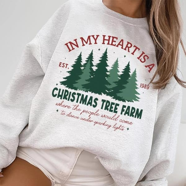In My Heart Is a Christmas Tree Farm Fleece Sweatshirt for Women, Cozy Holiday Shirt, Perfect Gift for Taylor Fans Hoodie