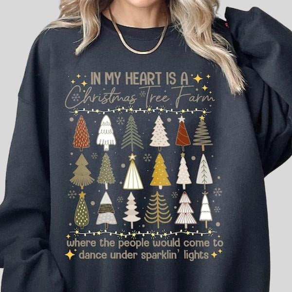 In My Heart Is a Christmas Tree Farm Shirt, Taylor Holiday Sweatshirt, Sweet Xmas Gift Idea Hoodie | PodTeesHub.com