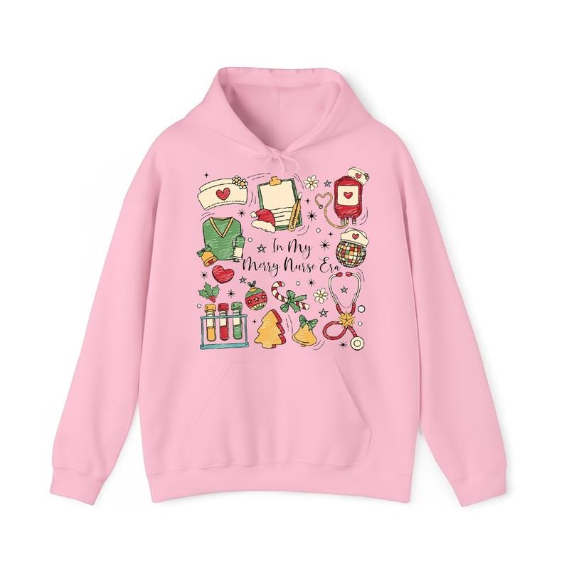 In My Merry Nurse Era Christmas Hoodie, Festive Nurse Holiday Sweatshirt, Cheerful Medical Christmas T-Shirt, Funny Nurse...