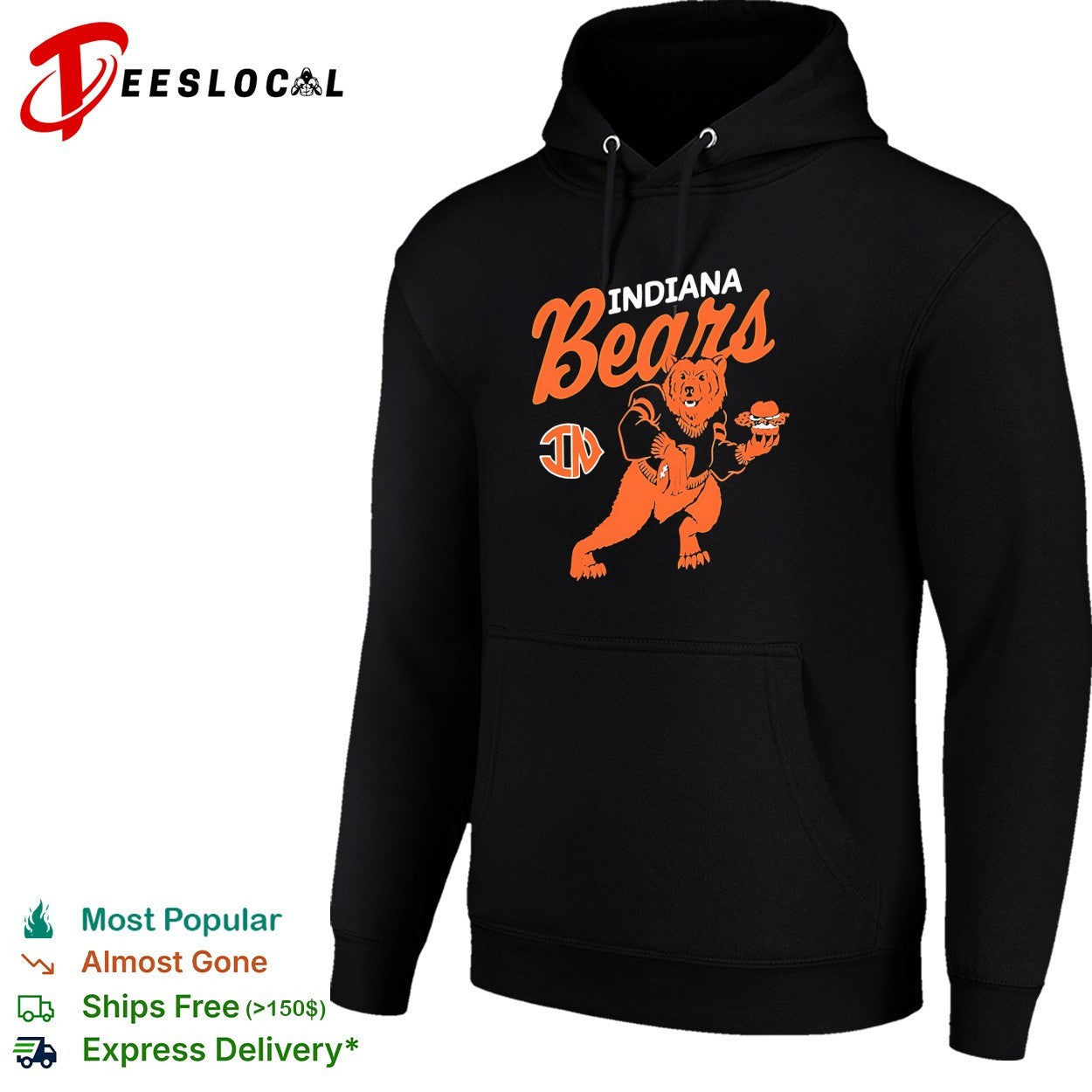 Indiana Bears IN football and burger parody mascot logo apparel design premium shirt