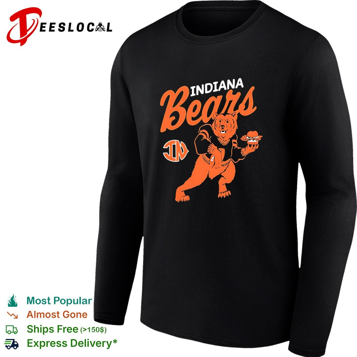 Indiana Bears IN football and burger parody mascot logo apparel design premium shirt