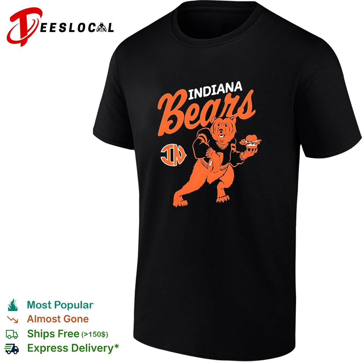 Indiana Bears IN football and burger parody mascot logo apparel design premium shirt
