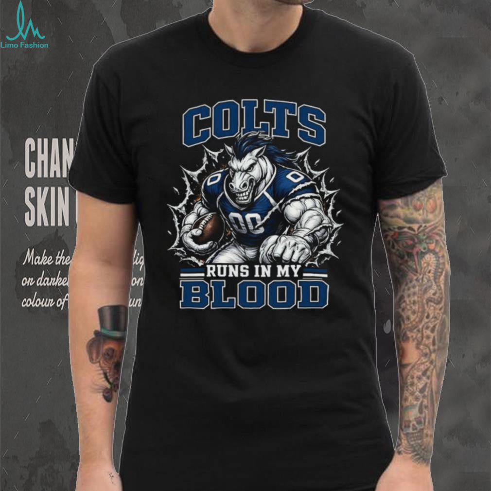 Indianapolis Colts Football Team Runs In My Blood Fan Retro Vintage Men Shirt