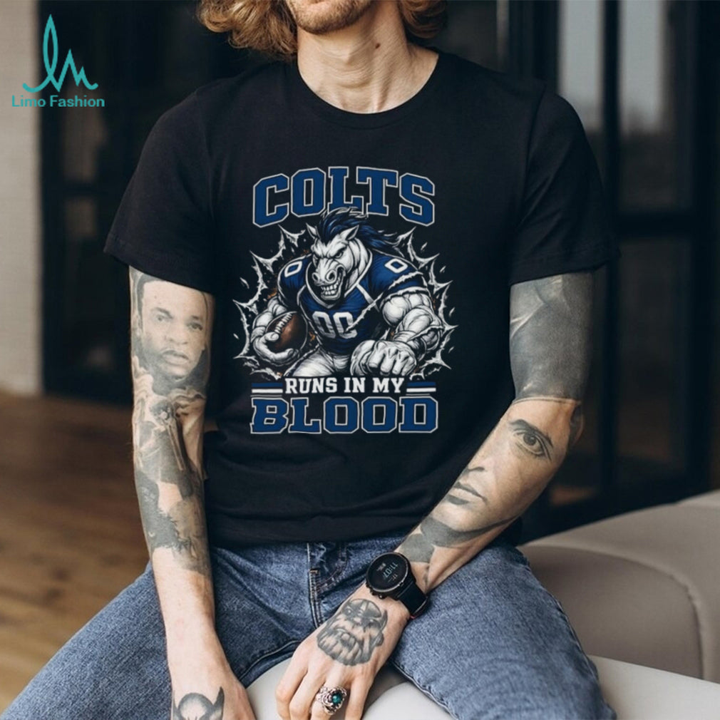 Indianapolis Colts Football Team Runs In My Blood Fan Retro Vintage Men Shirt