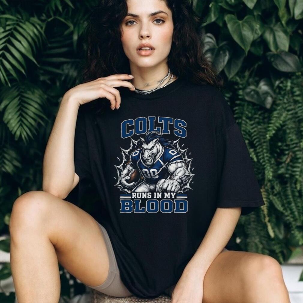 Indianapolis Colts Football Team Runs In My Blood Fan Retro Vintage Men Shirt