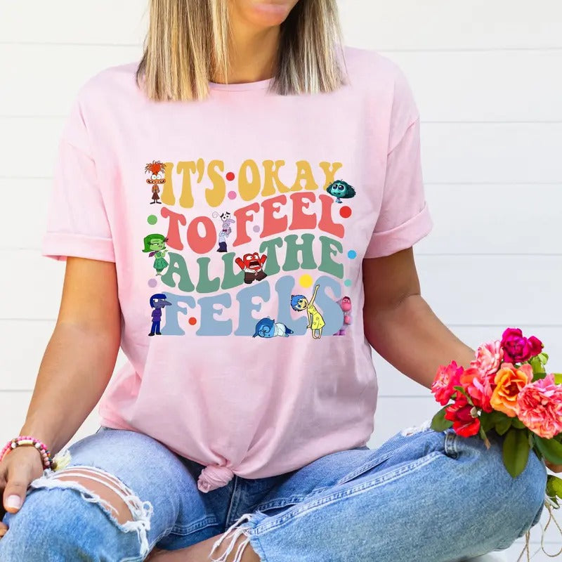 Inside Out Movie Shirt, It's Okay To Feel All The Feels Shirt, Inside Out Shirt, Inside Out Movie Characters Shirt...