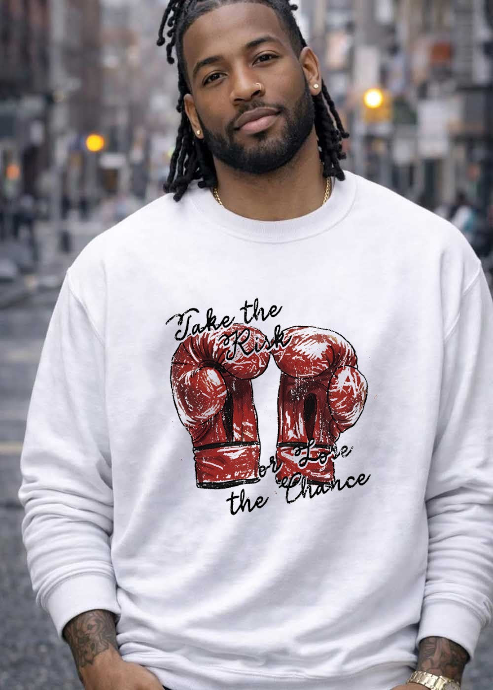 Inspirational Quote Boxing Gloves Take the Risk or Lose the Chance T-Shirt