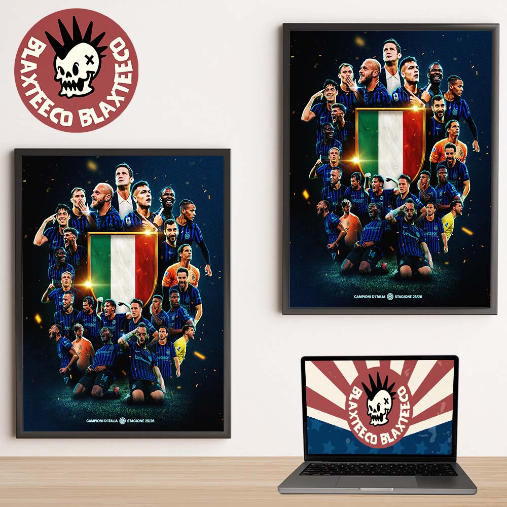 Inter Milan Campioni D’Italia Stagione 2025 2026 Serie A Champions 21th Scudetto Home Decor Poster Canvas