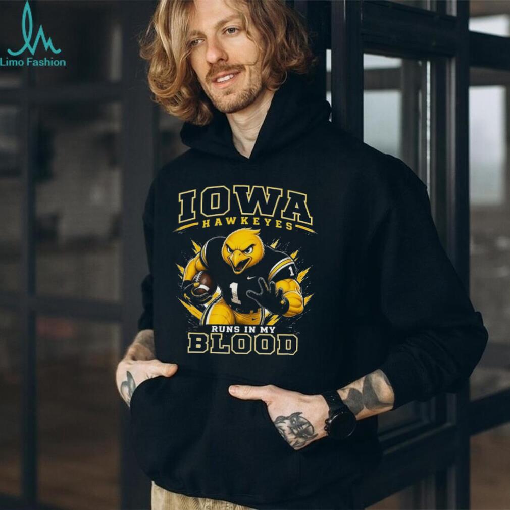 Iowa Hawkeyes Football Runs In My Blood Retro Sports Fans Vintage Men Shirt