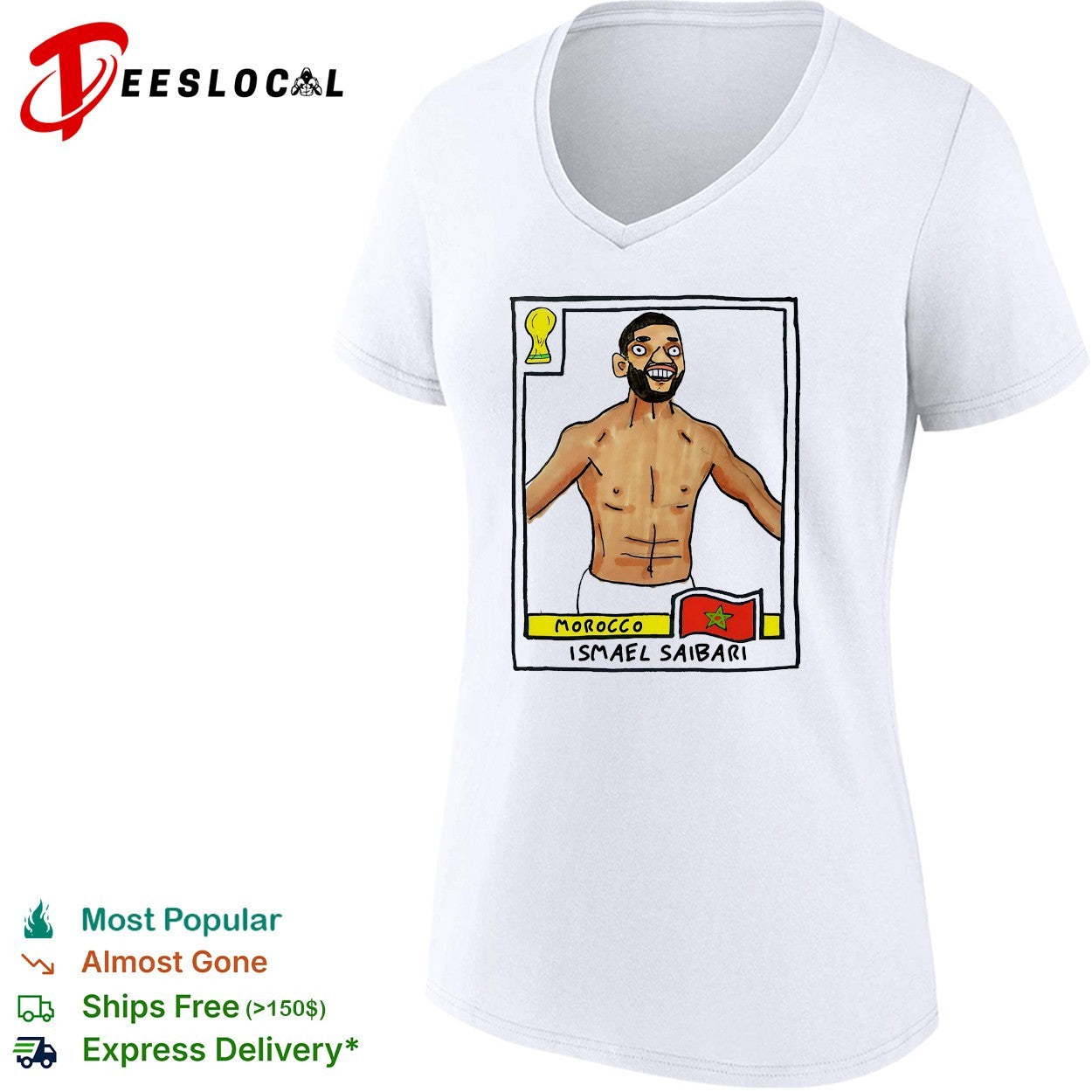 Ismael Saibari Morocco soccer player caricature collectible card shirt
