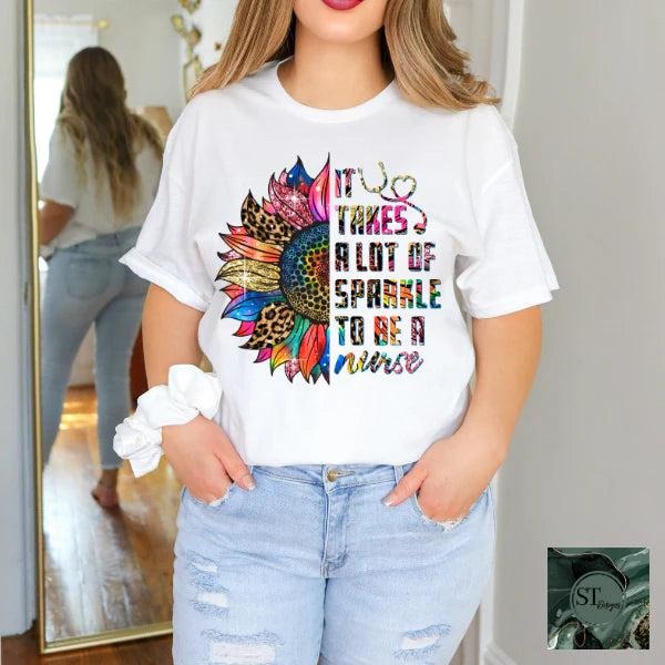 It Takes a Lot of Sparkle To Be A Nurse T-Shirts, Hoodie, Sweatshirt | PodTeesHub.com