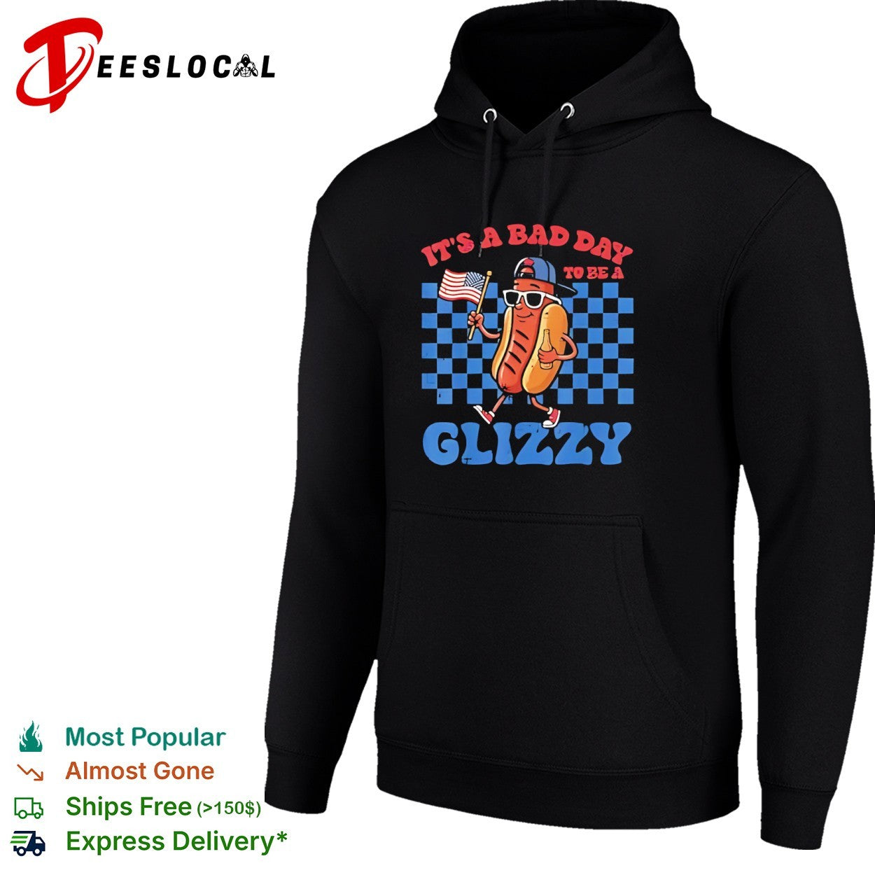It is a bad day to be a glizzy hot dog american flag shirt