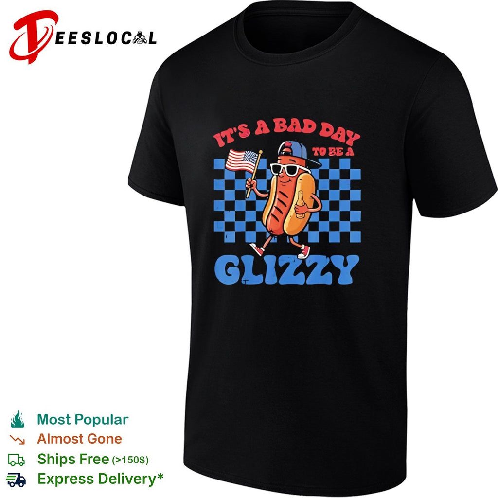 It is a bad day to be a glizzy hot dog american flag shirt