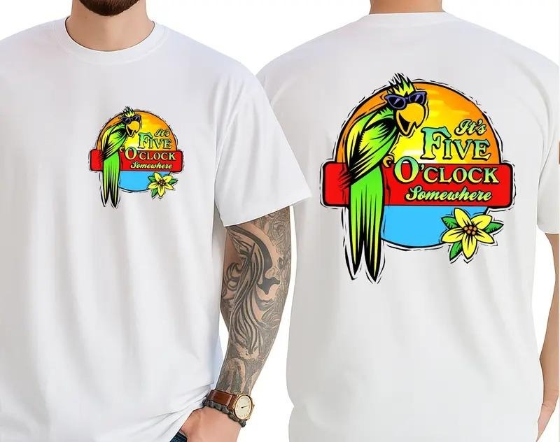It's 5 O'clock Somewhere Jimmy Bufett Tshirt, 5 O Clock Somewhere Tee, Classic Fit Menswear, Y2k, Back to School Shirt,...
