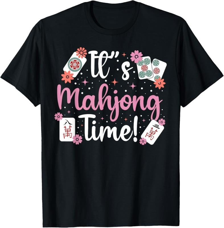 It's Mahjong Time! Mahjong & Cherry Blossoms for Women Girls T-Shirt Hoodie, Sweatshirt | PodTeesHub.com