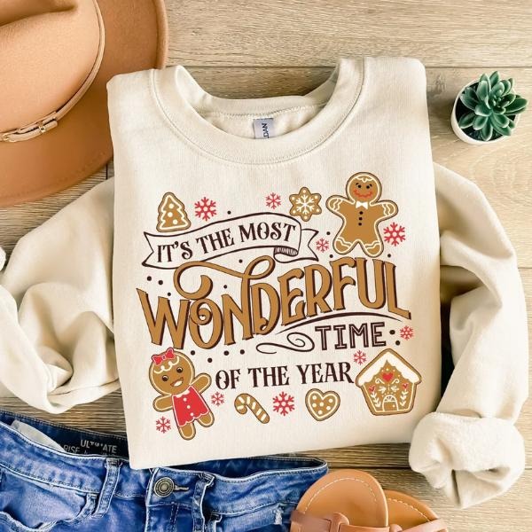 It's The Most Wonderful Time Of The Year Sweatshirt, Cute Gingerbread Shirt, Gift For Xmas Hoodie | PodTeesHub.com