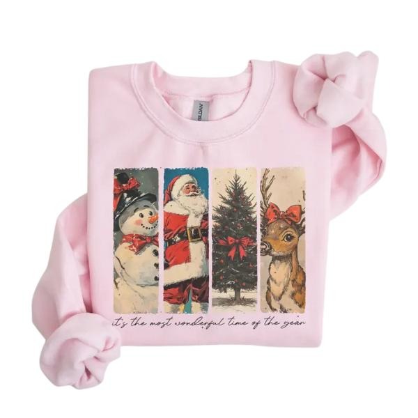It's The Most Wonderful Time Of The Year Sweatshirt, Santa Claus Hoodie, Christmas Sweatshirt, Christmas Coquette Bow...