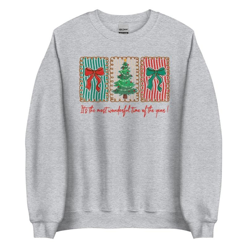 It's The Most Wonderful Time Ribbon Graphic Crewneck Sweatshirt T-Shirts, Hoodie | PodTeesHub.com