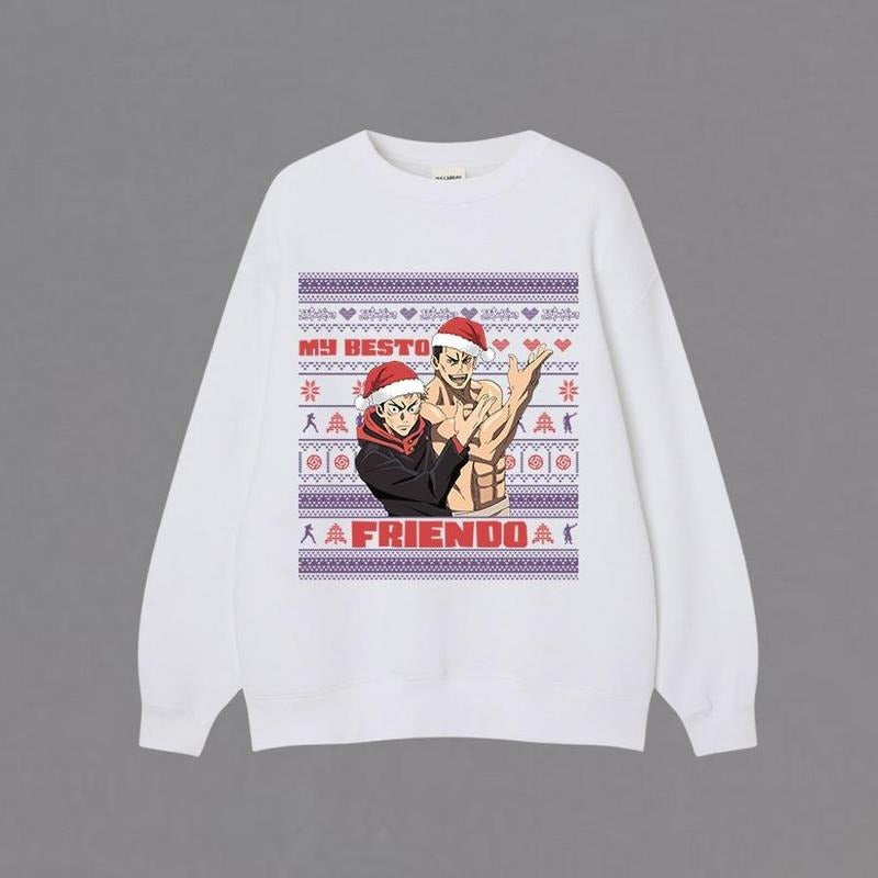 Itadori And Todo Best Friends Ugly Christmas Sweatshirt | Jujutsu Kaisen Anime Ugly Sweatshirt Gift For BFF  | Unisex Tee...