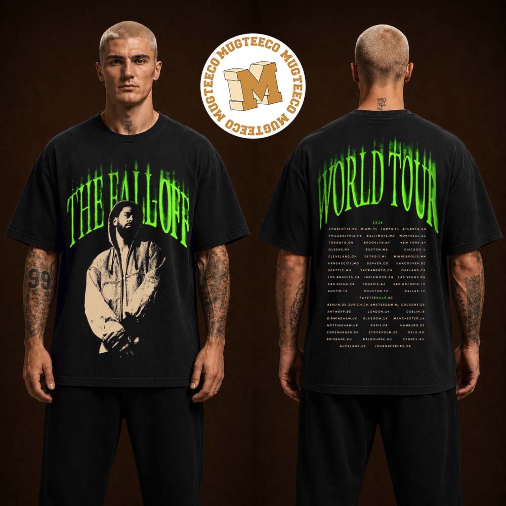 J. Cole The Fall Off Tour Neon Face Two Sided Unisex T Shirt